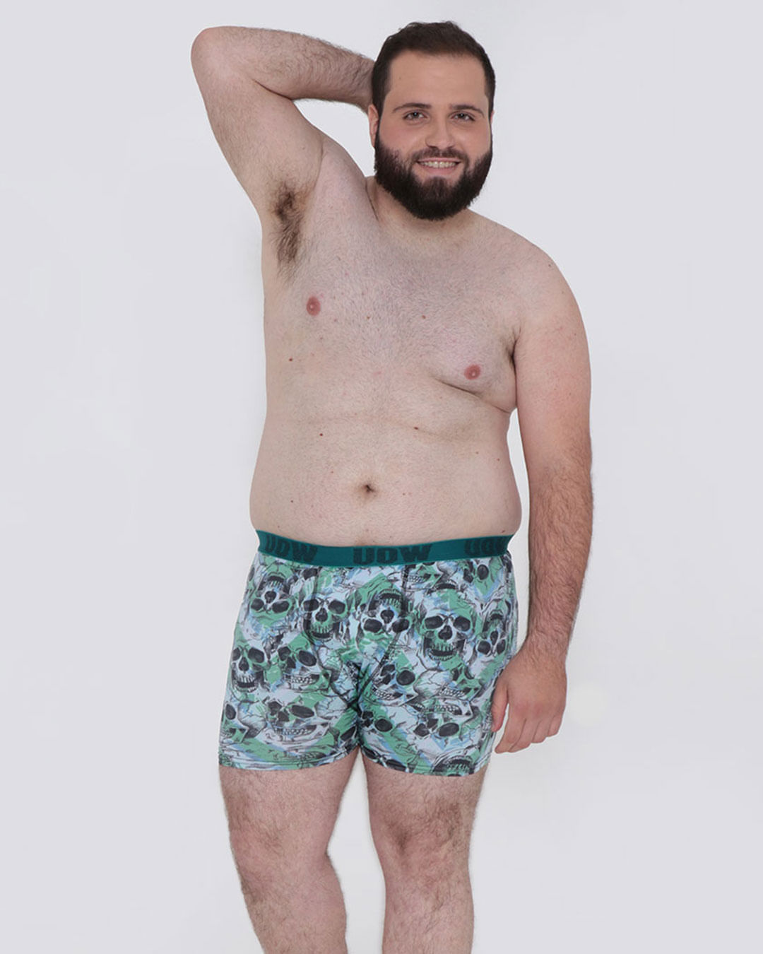 Cueca Plus Size Boxer Microfibra Estampada Verde