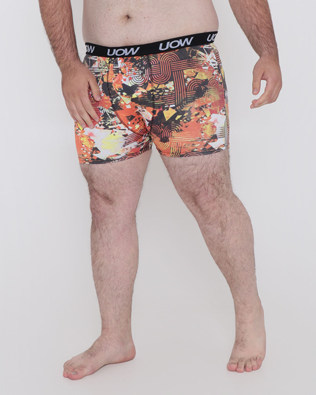 Cueca Plus Size Boxer Microfibra Estampada Laranja