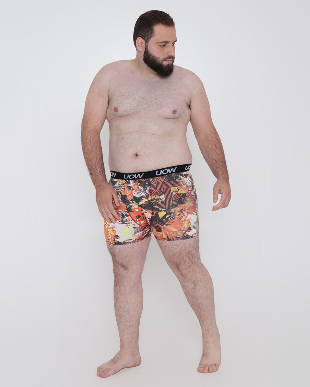 Cueca Plus Size Boxer Microfibra Estampada Laranja