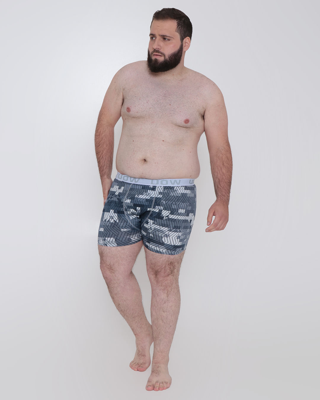 Cueca Plus Size Boxer Microfibra Estampada Cinza