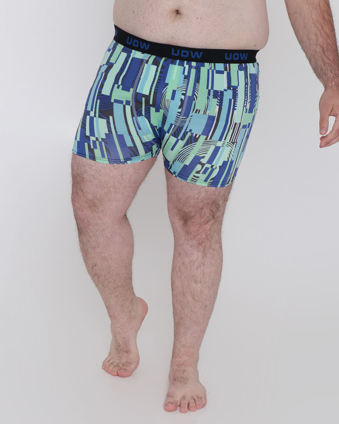 Cueca Plus Size Boxer Microfibra Geométrico Marinho