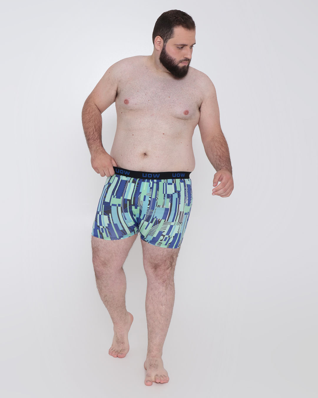 Cueca Plus Size Boxer Microfibra Geométrico Marinho