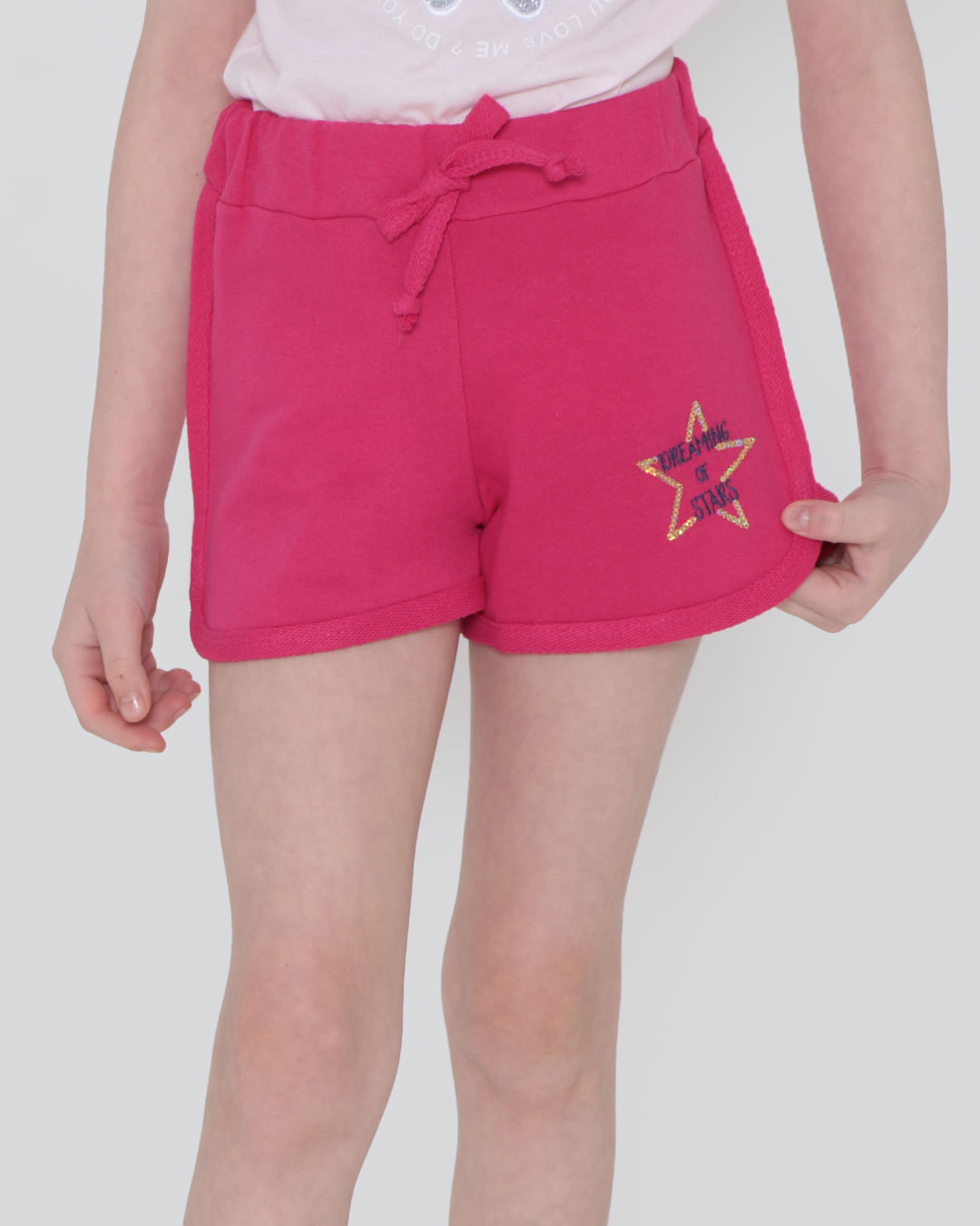 Shorts Infantil Menina Moletinho Rosa Claro Pimentinha