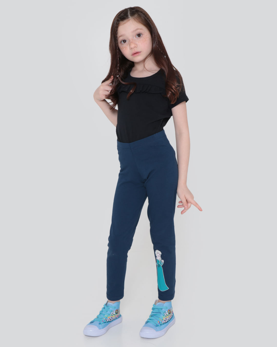 Calça Legging Infantil Disney Elsa Frozen Marinho