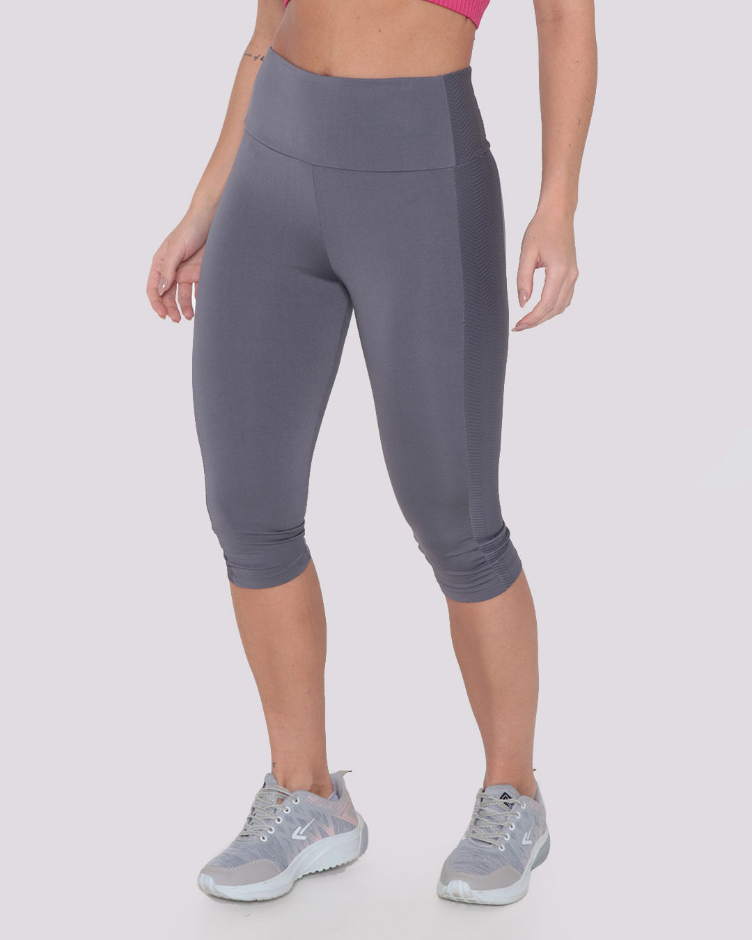 Calça Legging Corsário Fitness Texturizada Fitter Cinza