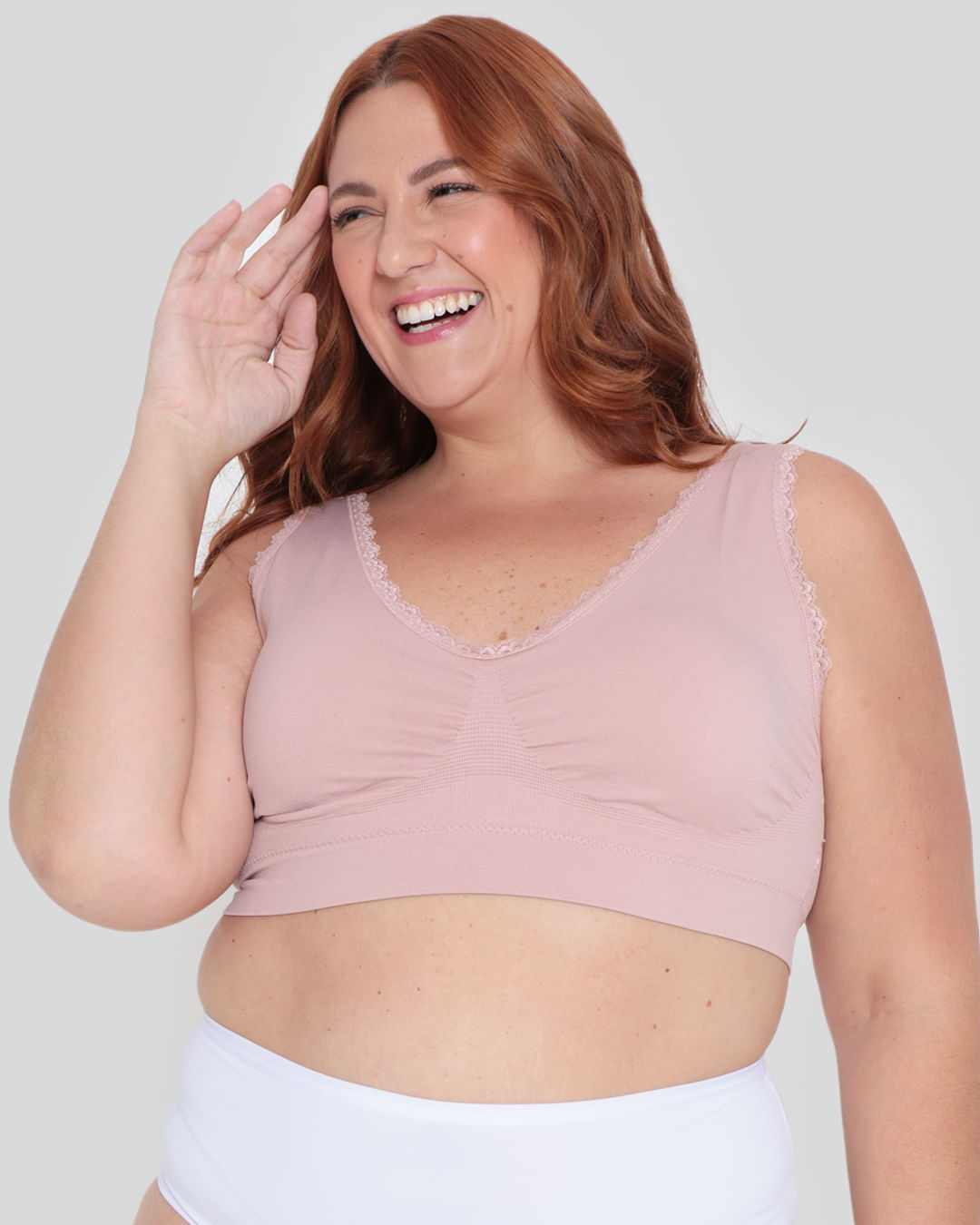 Sutiã Top Plus Size Avulso Bojo Removível Sem Costura Rosa