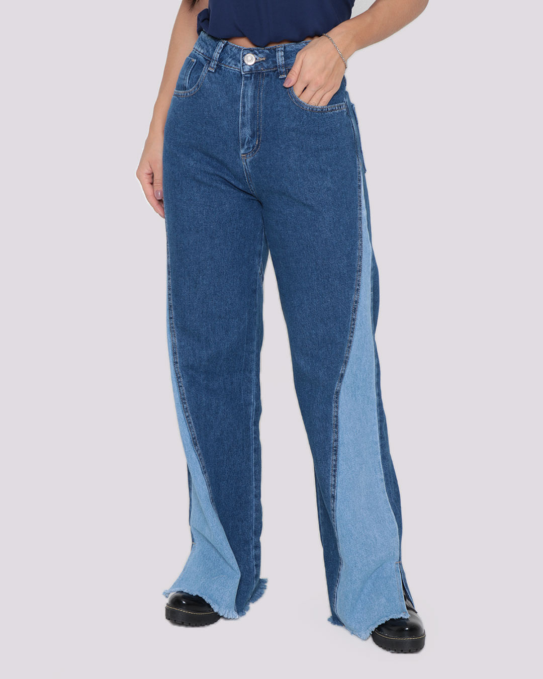 Calça Jeans Feminina Wide Leg Sawary Azul
