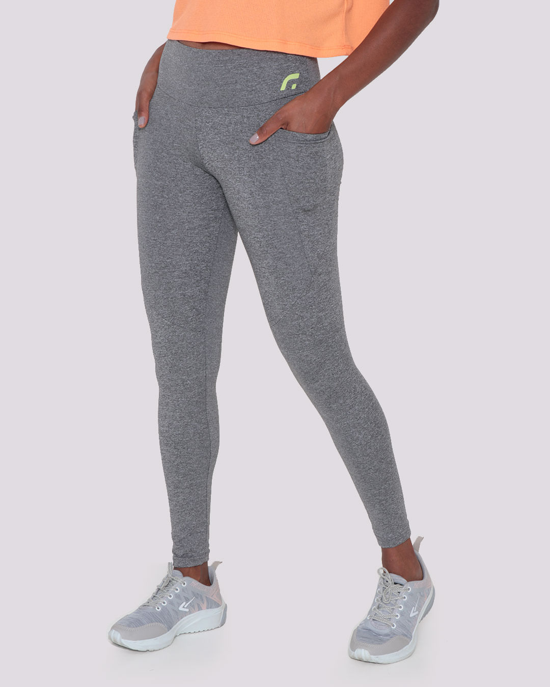 Calça Legging Fitness Feminina Fitter Mescla Cinza