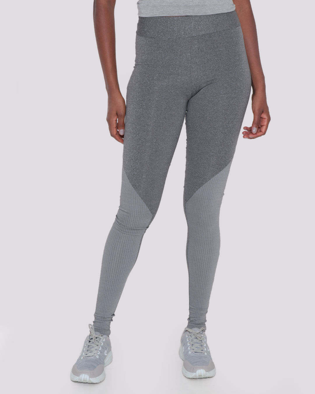 Calça Legging Feminina Fitness Recorte Mescla Cinza