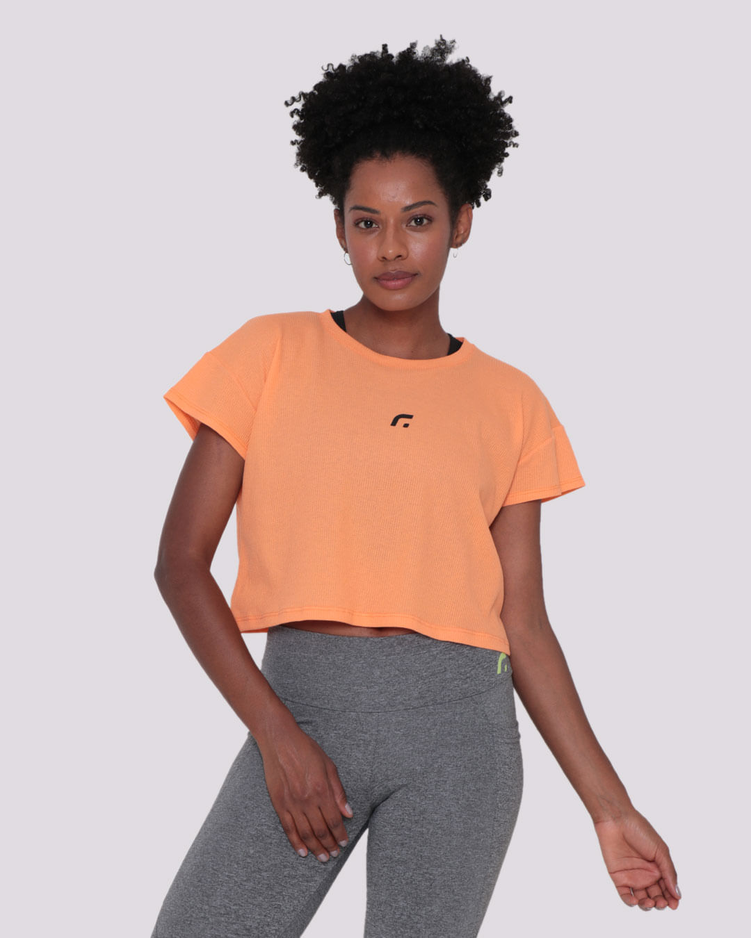 Blusa Cropped Feminina Fitness Canelada Fitter Neon Laranja