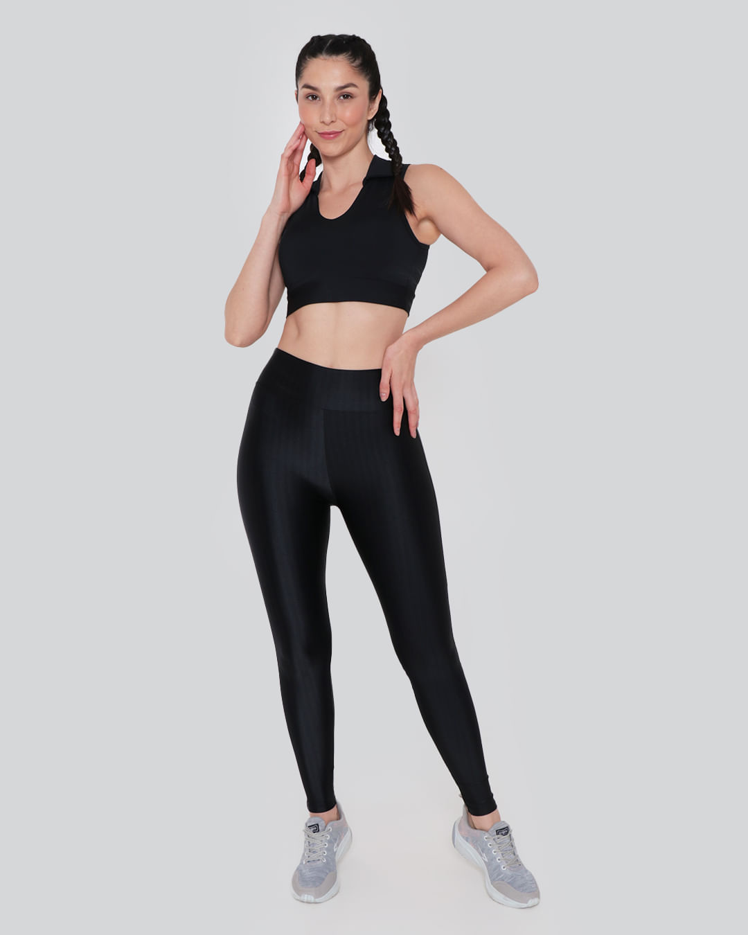 Calça Legging Feminina Fitness Listras 3D Preta