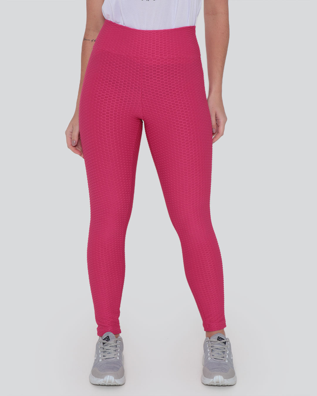 Calça Legging Fitness Texturizada Rosa Médio