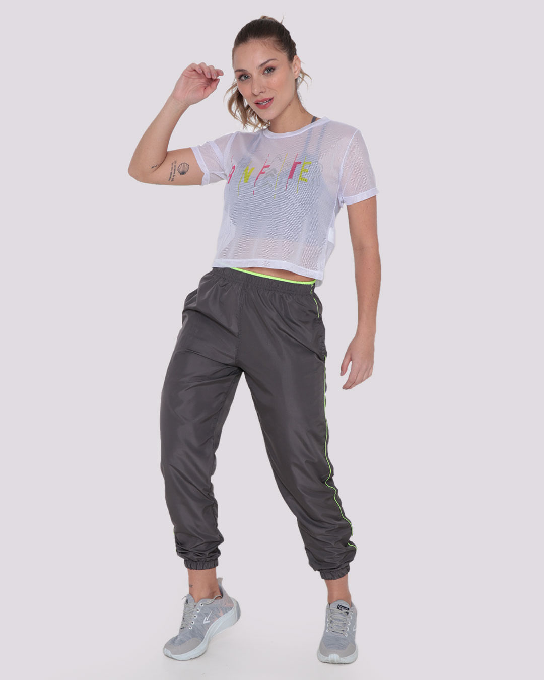 Calça Feminina Fitness Jogger Cinza