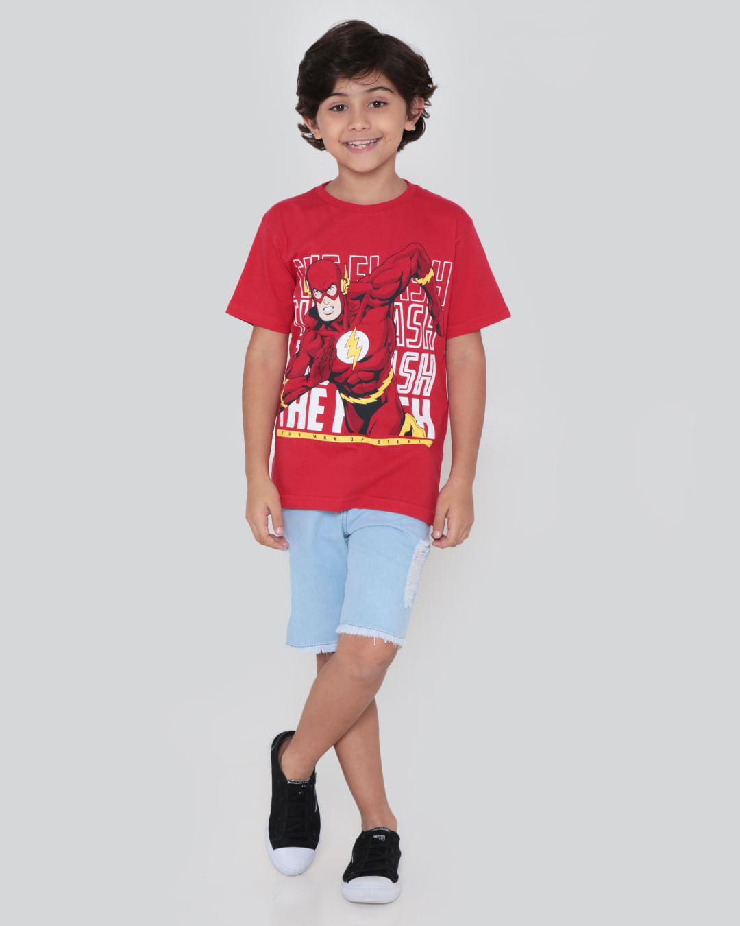 Camiseta Infantil Flash Liga da Justiça Vermelha