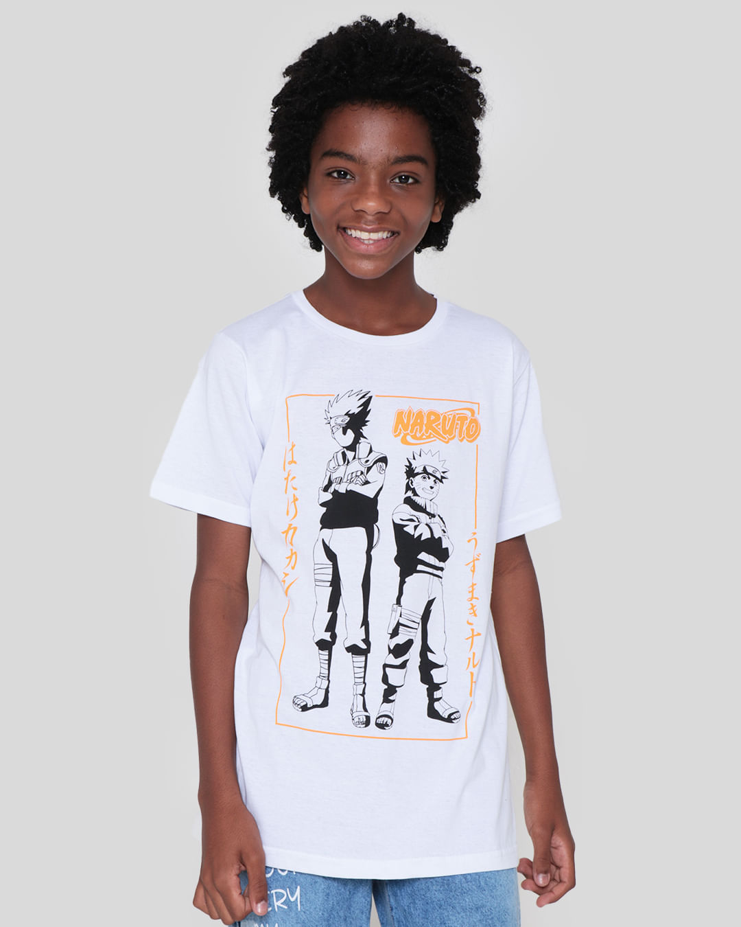 Camiseta Juvenil Estampa Naruto Branca