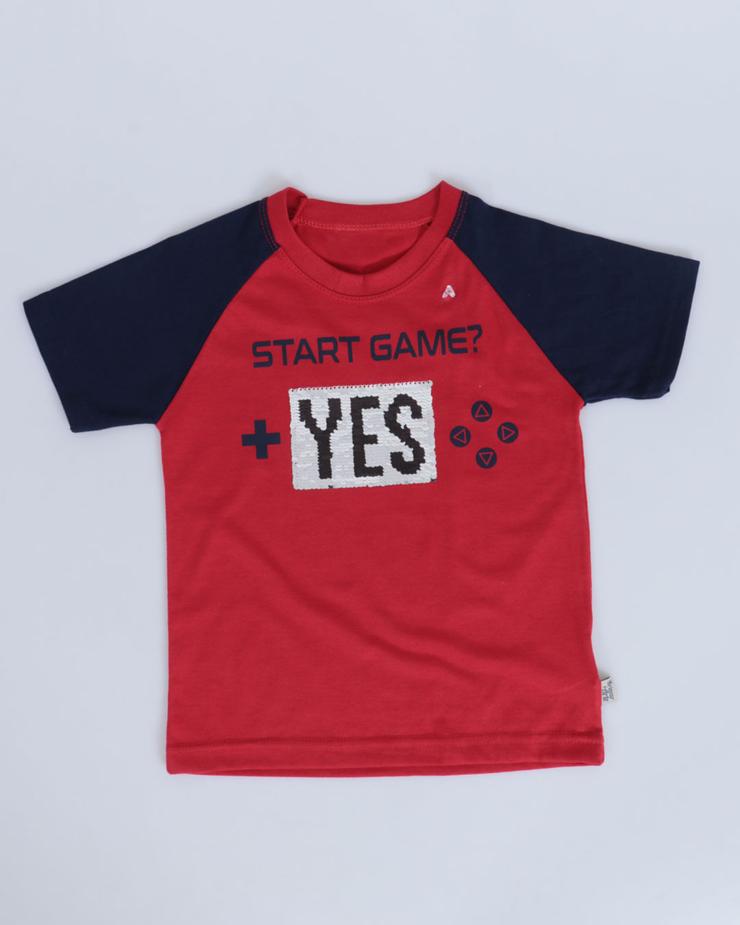 Camiseta Bebê Estampa Game Paetê Reversível Vermelha