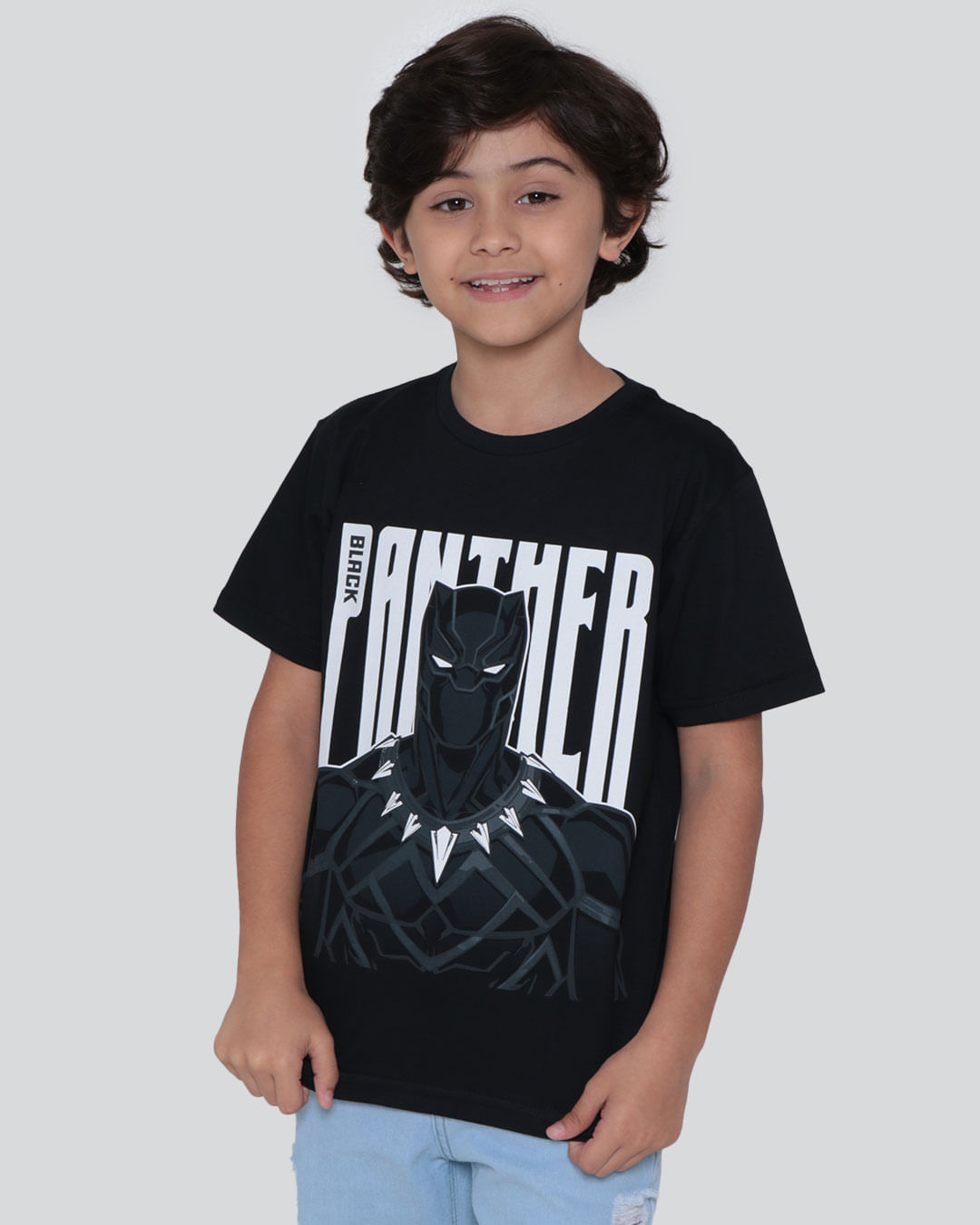 Camiseta Infantil Marvel Pantera Negra Preta