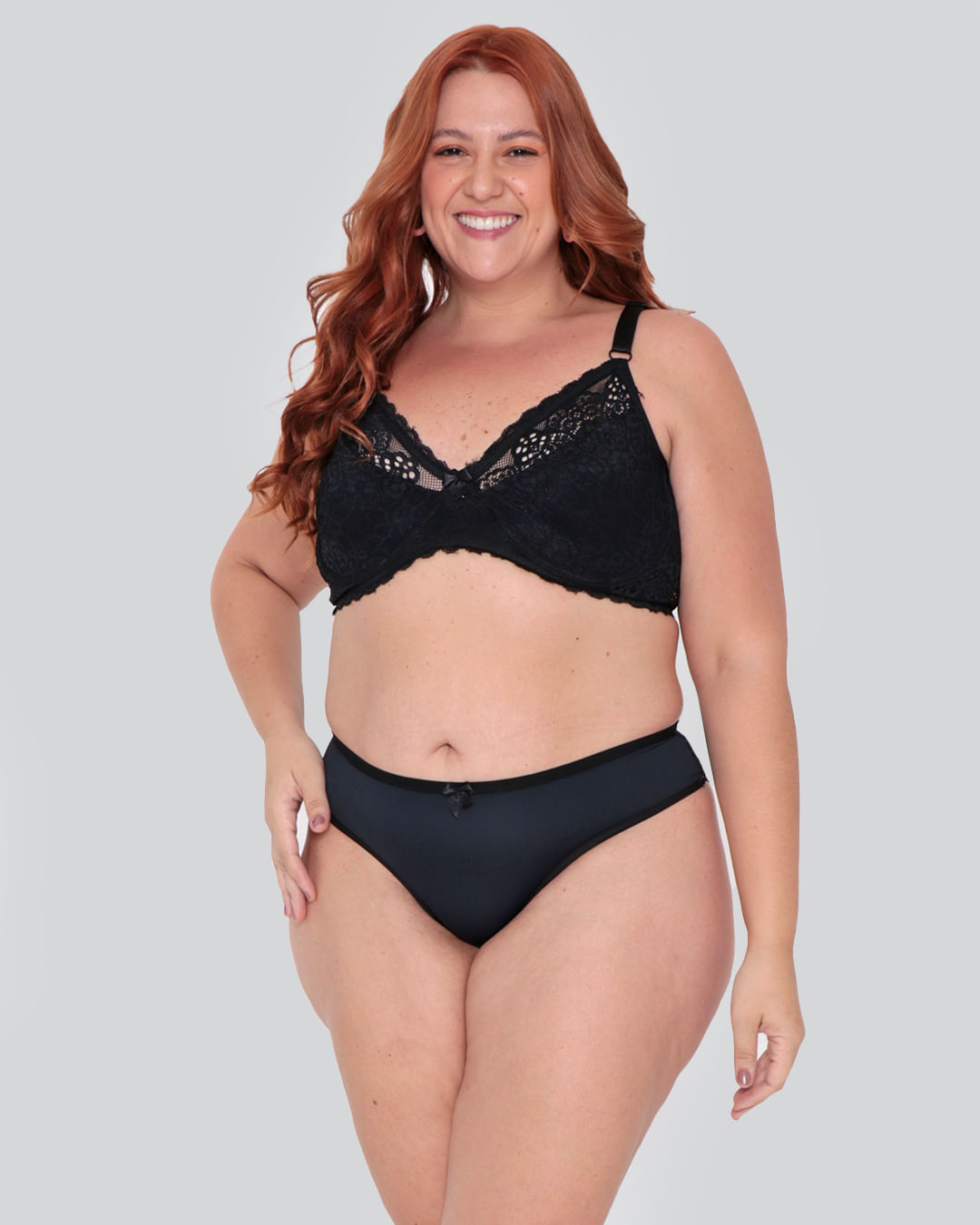 Calcinha Feminina Plus Size Fio Renda Preta