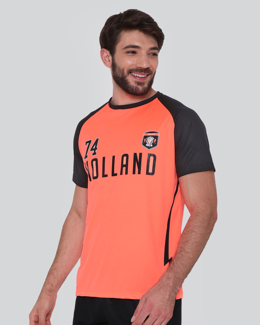 Camiseta Masculina Fitness Holanda Neon Laranja