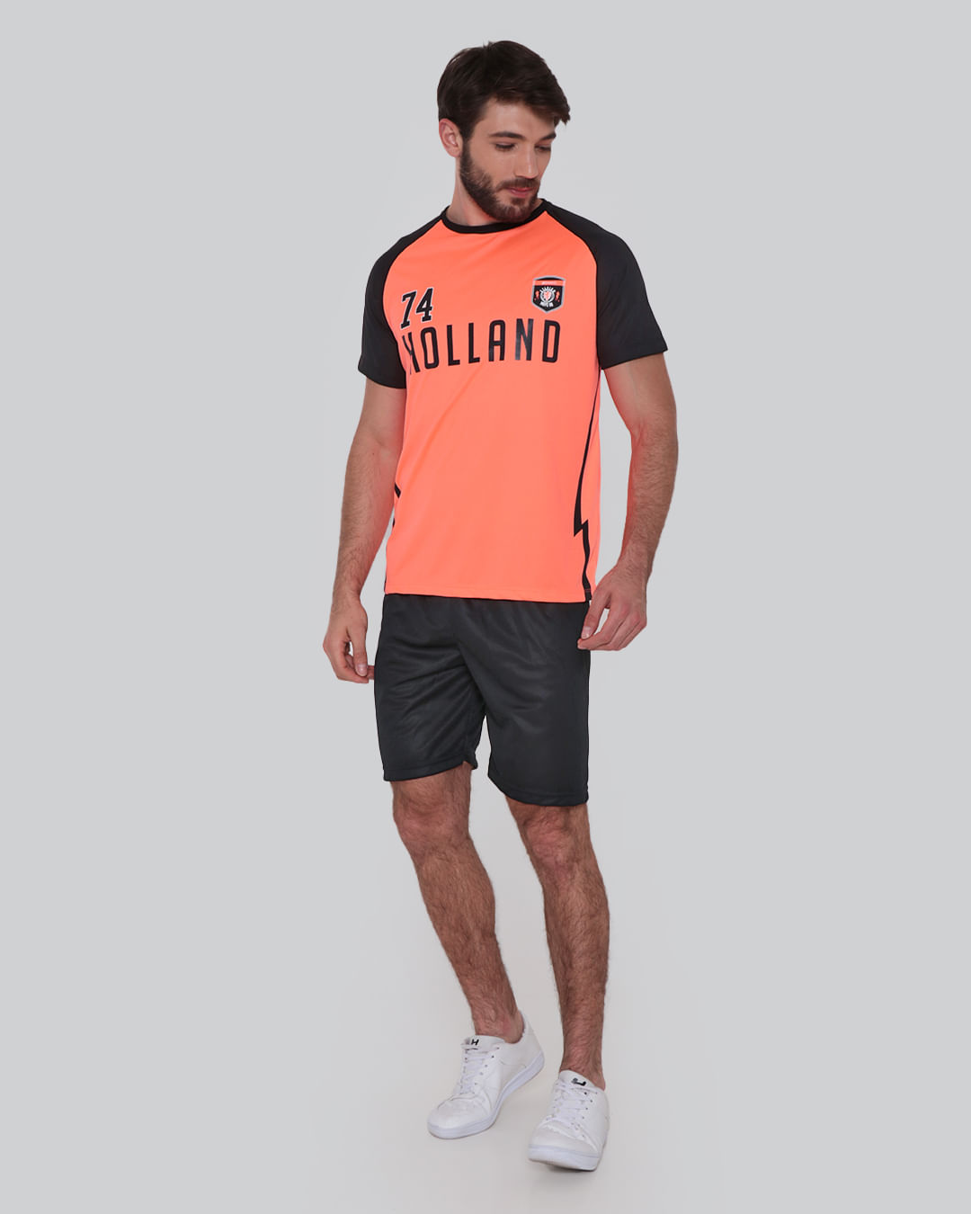 Camiseta Masculina Fitness Holanda Neon Laranja