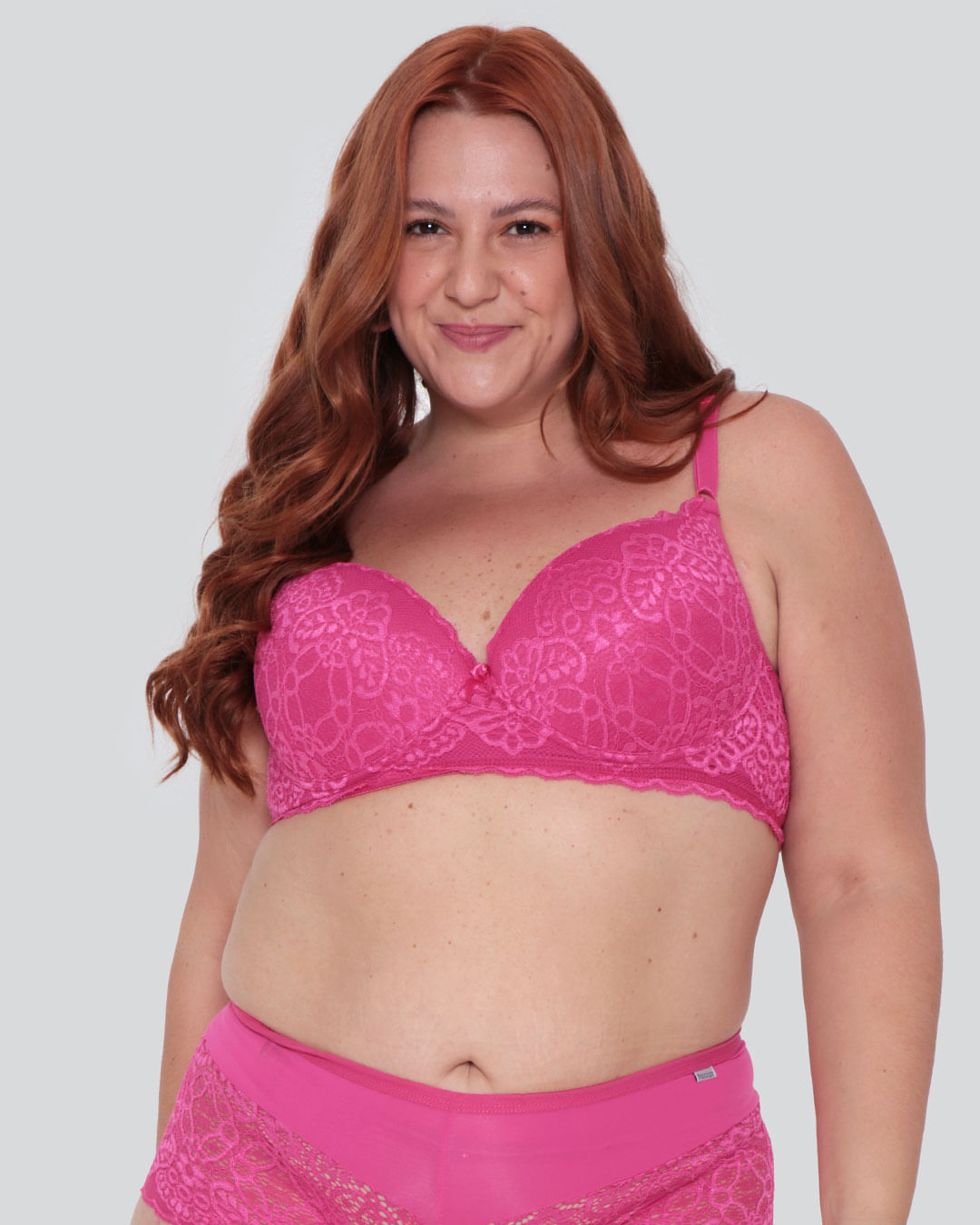 Sutiã Plus Size Com Base Renda Rosa