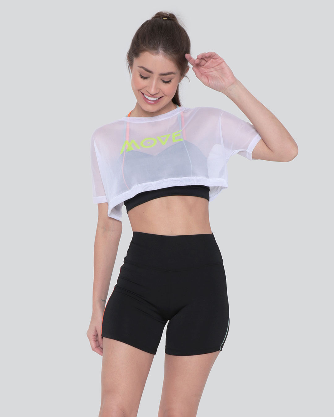 Blusa Fitness Cropped Feminina Tule Branca