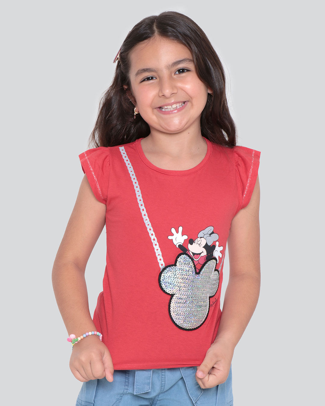 Blusa Infantil Minnie Mouse Disney Vermelho Médio