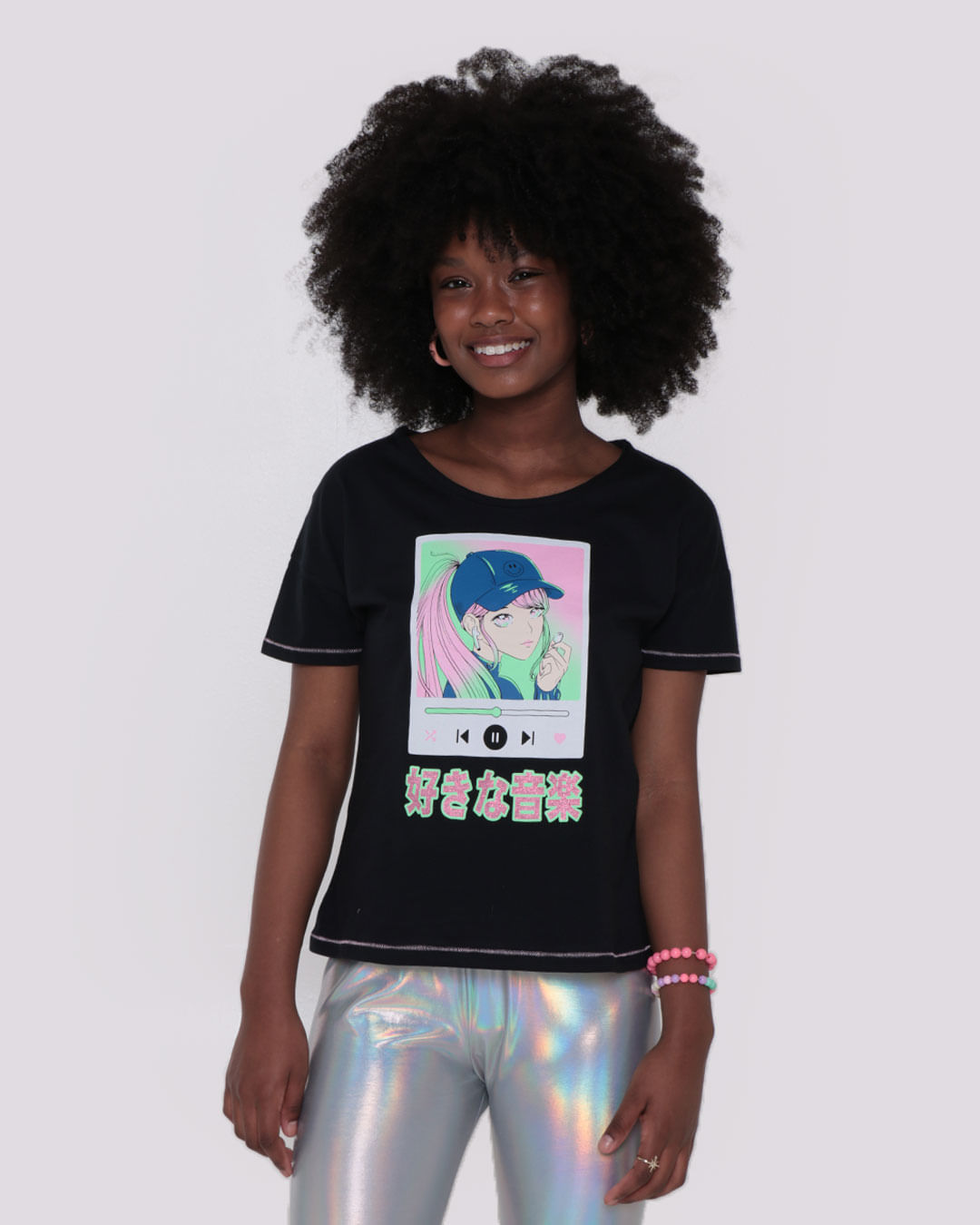 Blusa Juvenil Anime Preta