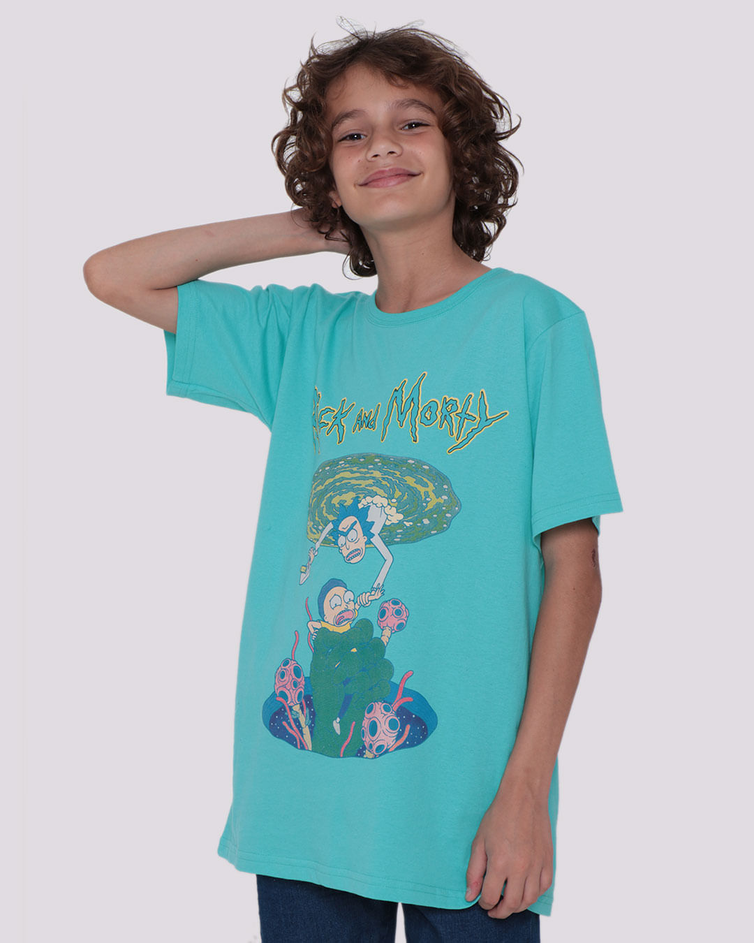 Camiseta Juvenil Rick e Morty Azul