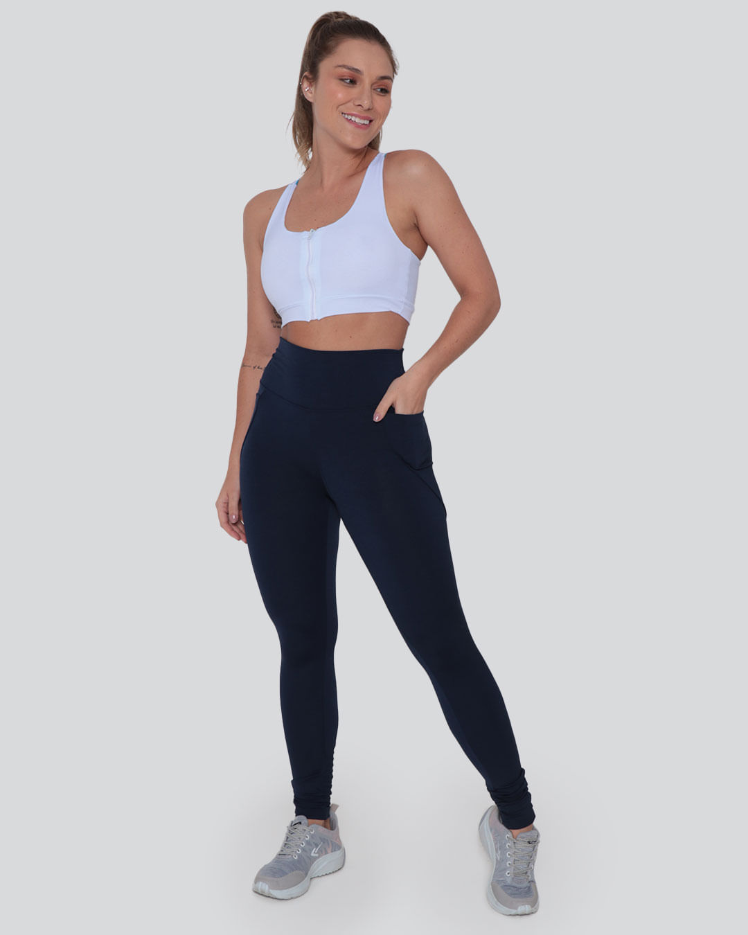 Calça Legging Fitness Cós Alto Bolso Lisa Marinho