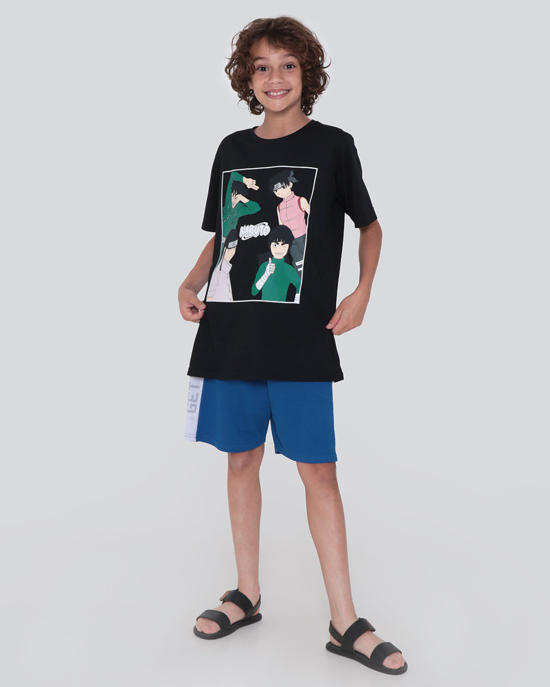 Camiseta Juvenil Estampa Naruto Preta