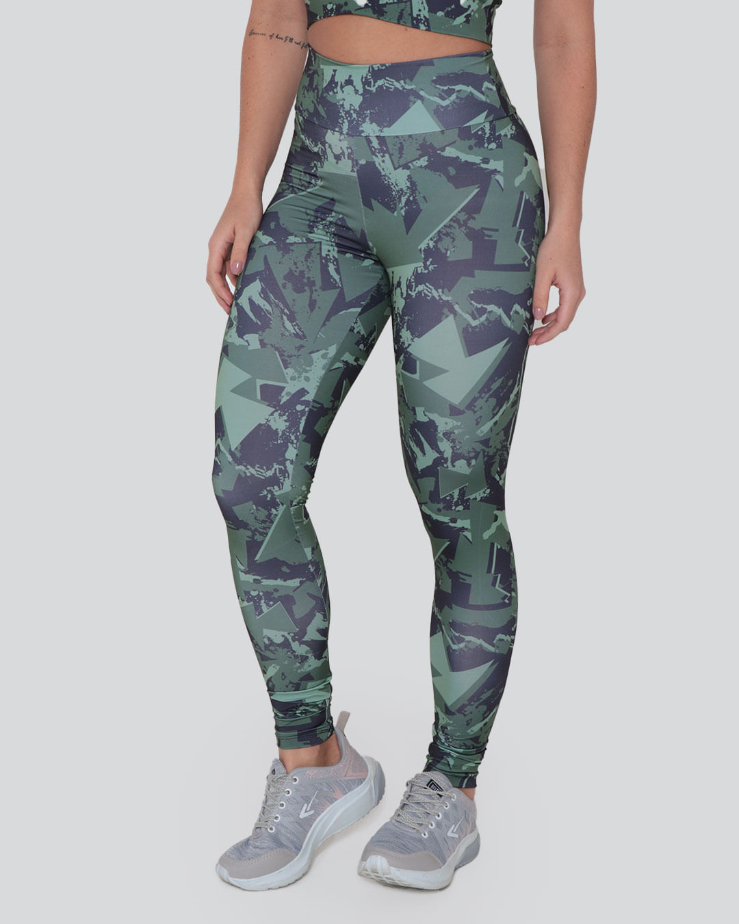 Calça Legging Fitness Feminina Básica Estampada Verde