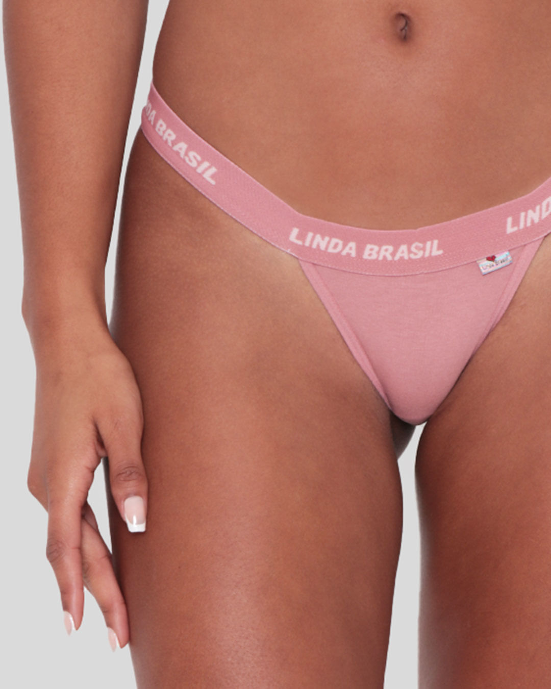 Calcinha String Cós Elástico Rosa