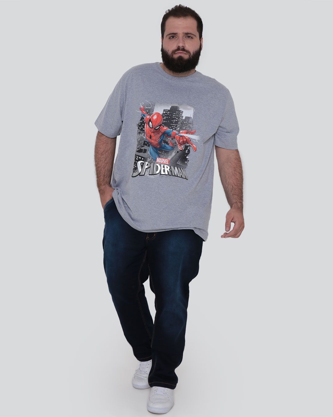 Camiseta Masculina Plus Size Homem Aranha Marvel Preta