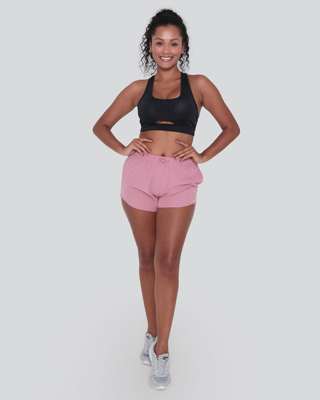 Short Feminino Boxer Fitness Fitter Regulador Rosa Claro