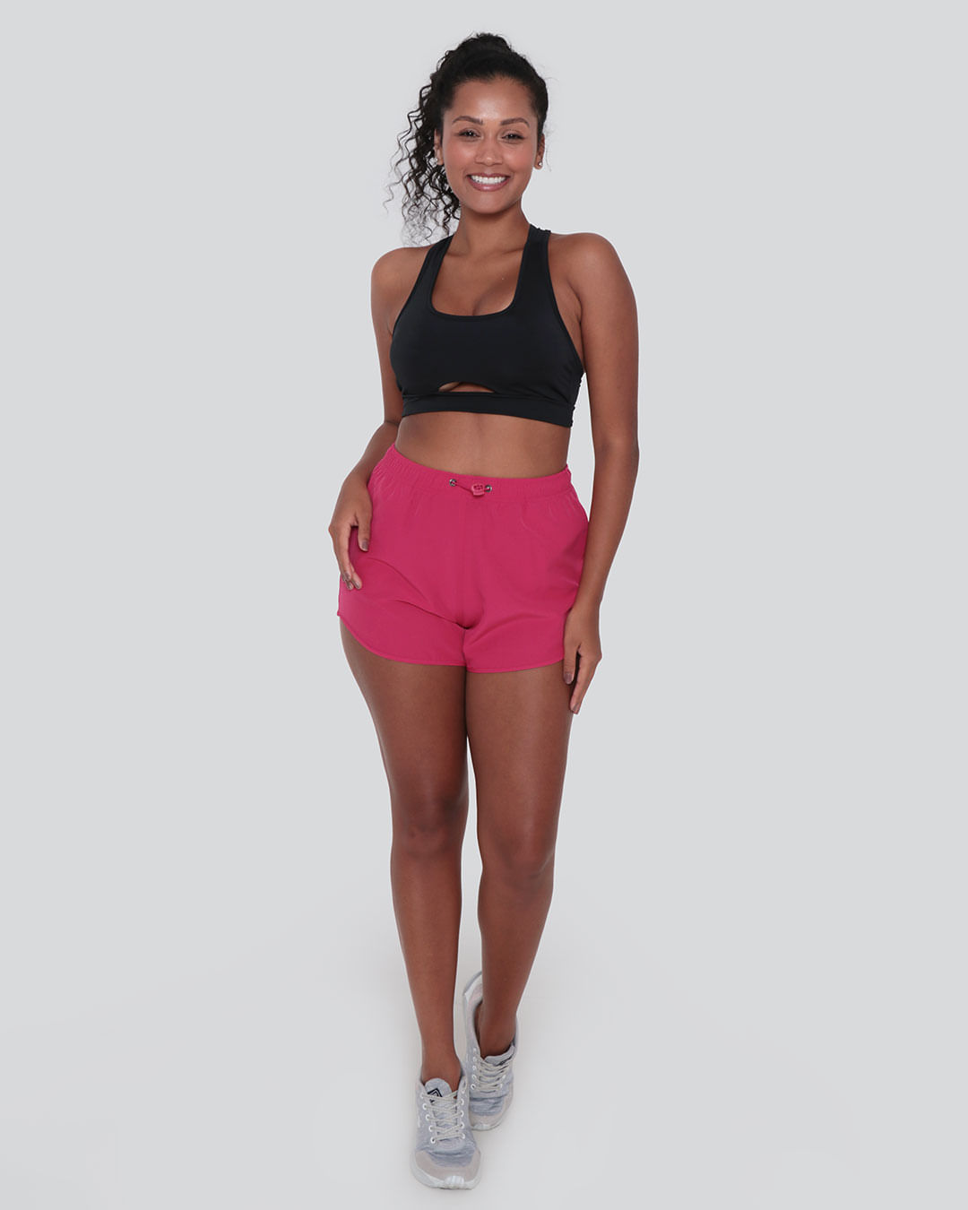 Short Feminino Boxer Fitness Fitter Regulador Rosa