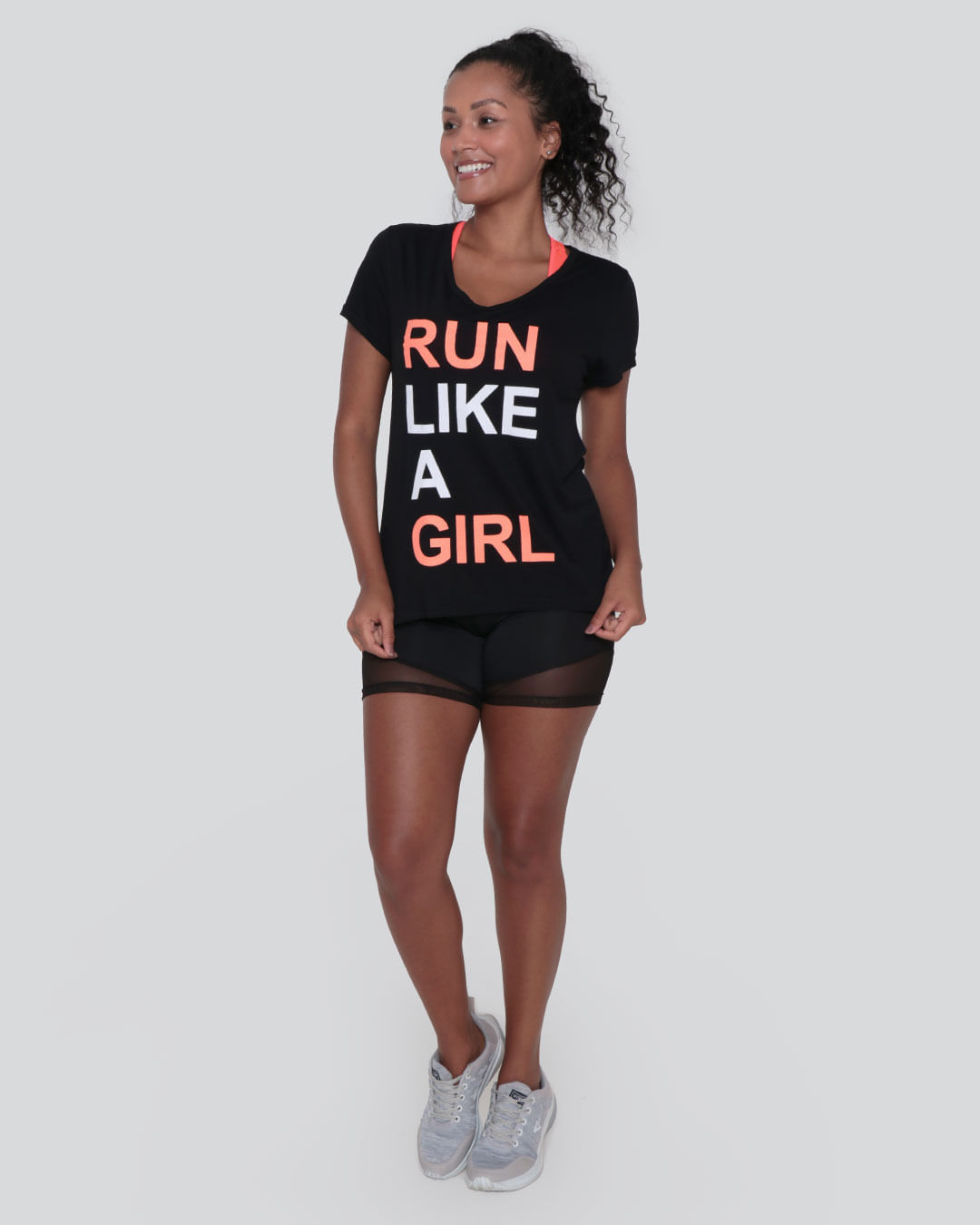 Blusa Feminina Fitness Fitter Run Like A Girl Preta