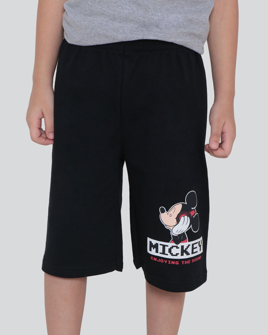 Bermuda Infantil Moletinho Estampa Mickey Disney Preta