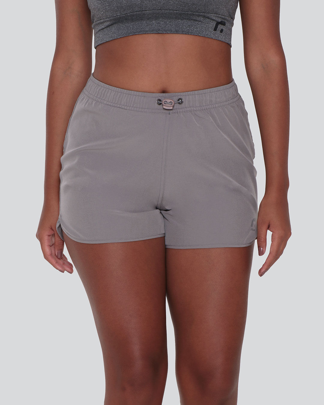 Short Feminino Boxer Fitness Fitter Bolso Invisível Cinza