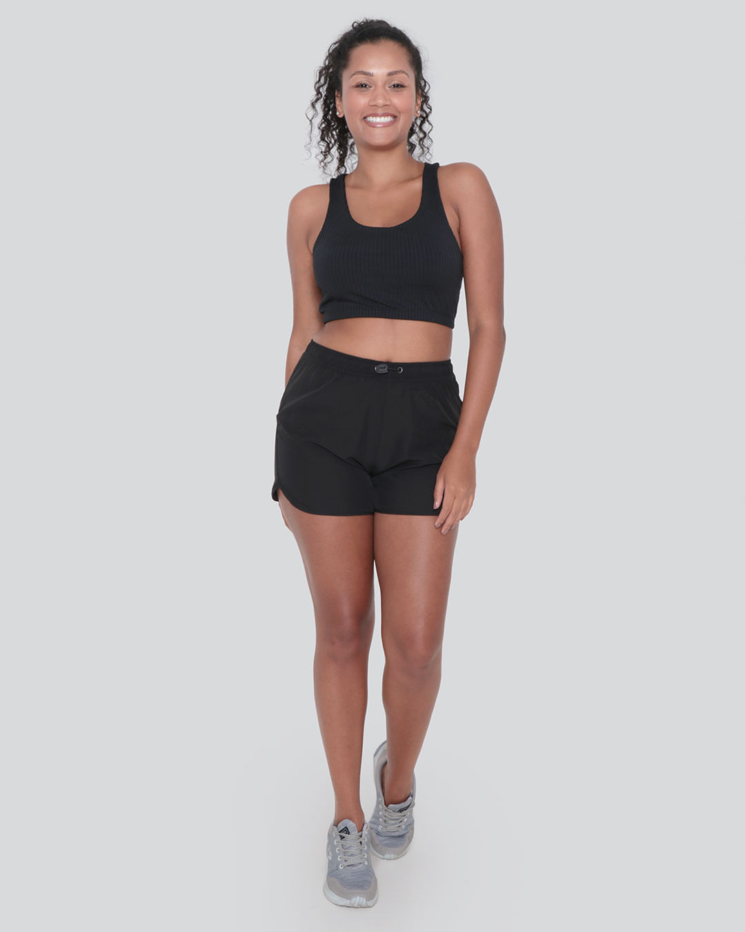 Short Feminino Boxer Fitness Fitter Bolso Invisível Preto