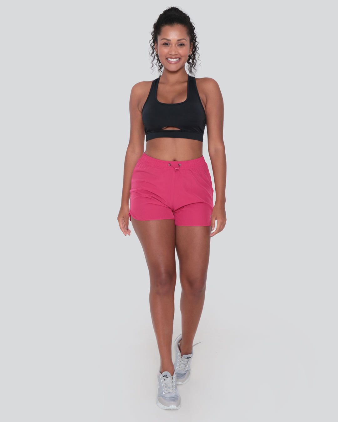 Short Feminino Boxer Fitness Fitter Bolso Invisível Rosa