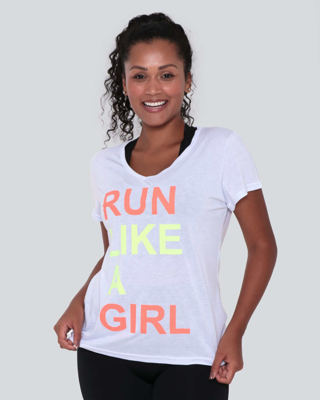 Blusa Feminina Fitness Fitter Run Like A Girl Branca