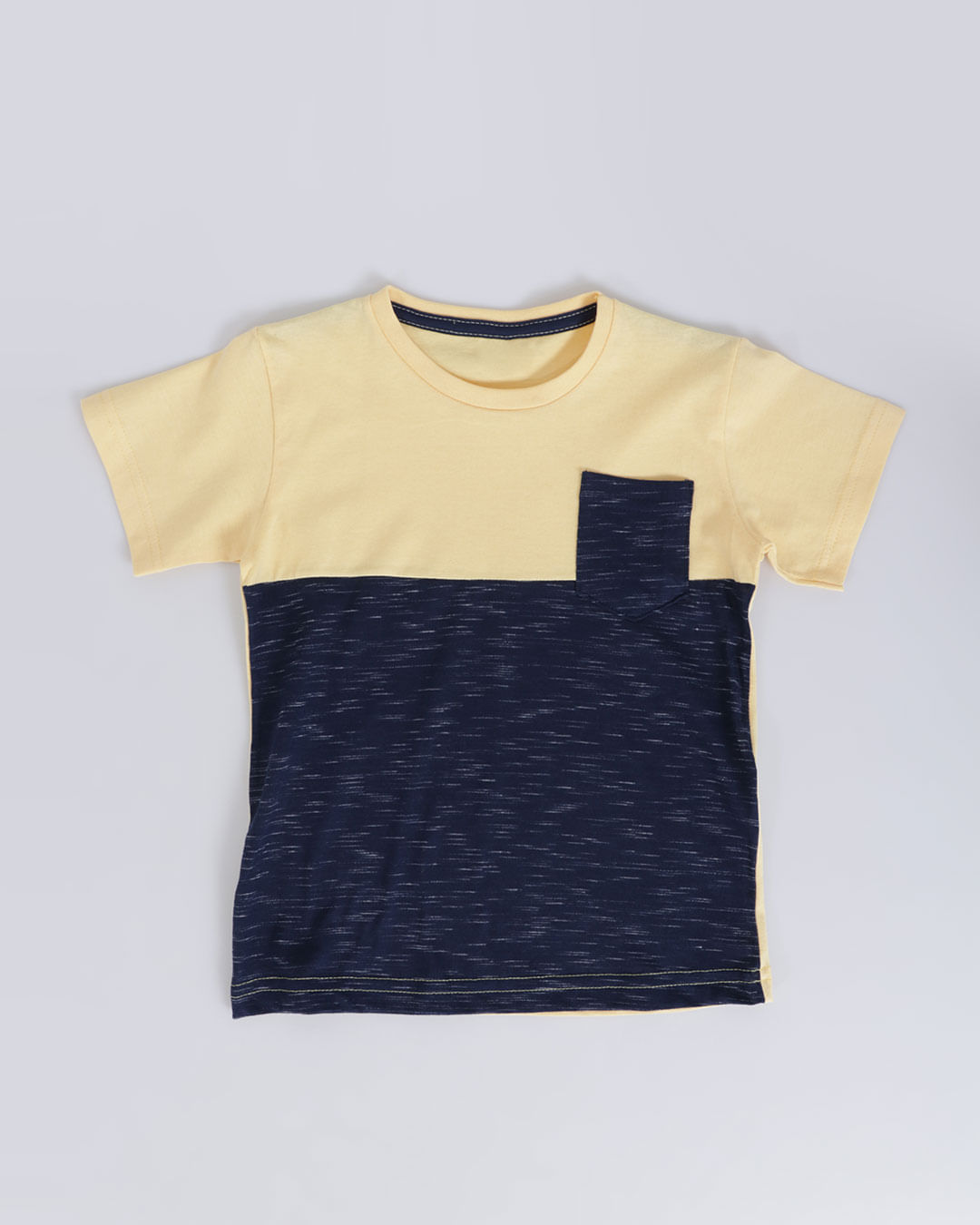 Camiseta Bebê Recorte Flamê Bolso Amarelo