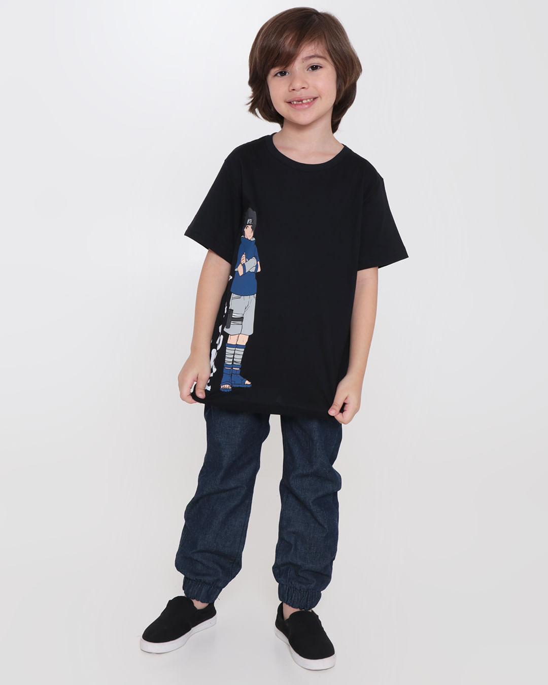 Camiseta Infantil Capuz Naruto Preta
