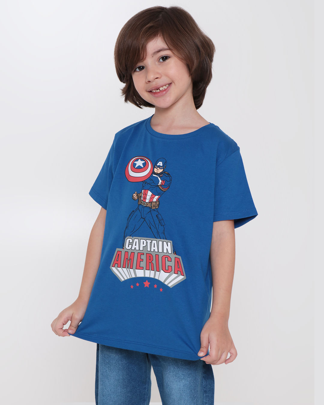Camiseta Infantil Capitão América Marvel Azul