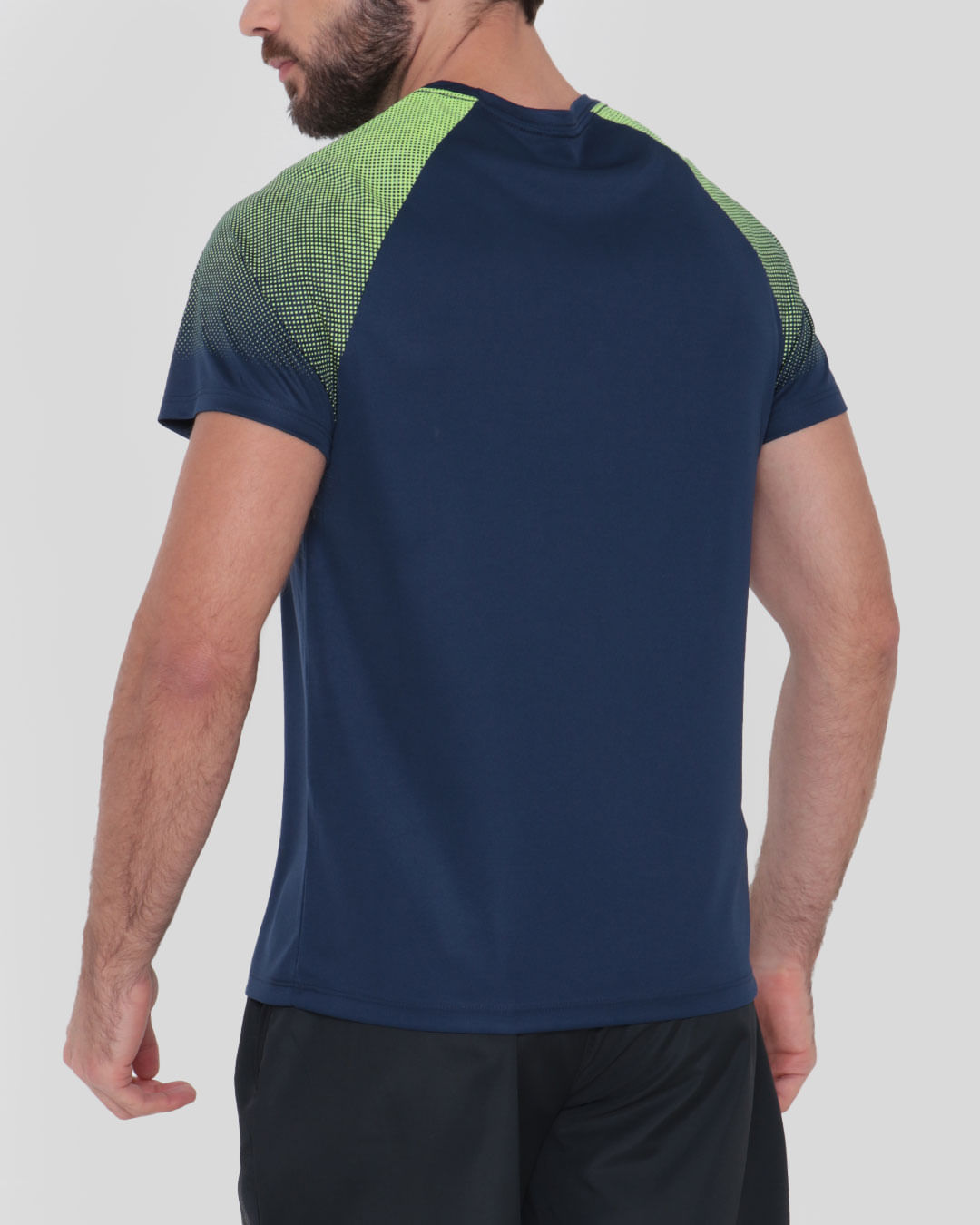 Camiseta Masculina Fitness Manga Raglan Neon Marinho