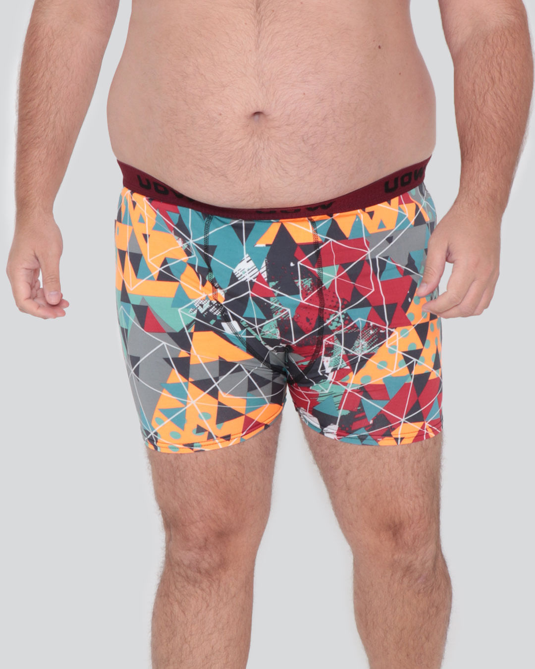 Cueca Plus Size Boxer Microfibra Estampada Vinho