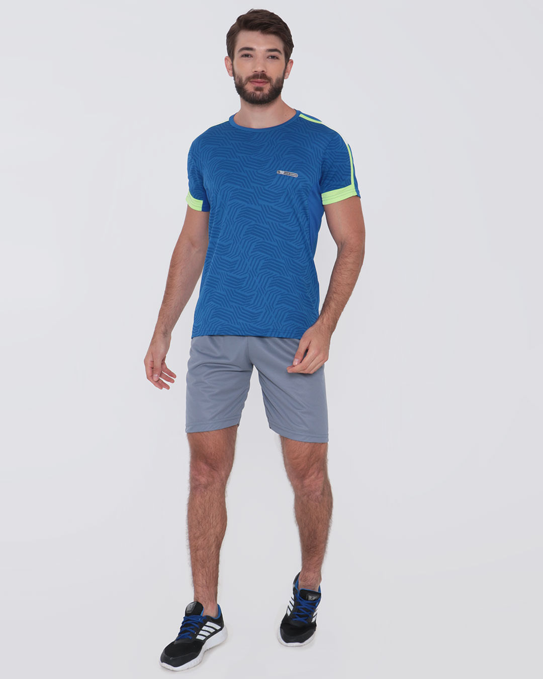 Camiseta Masculina Fitness Recorte Neon Azul