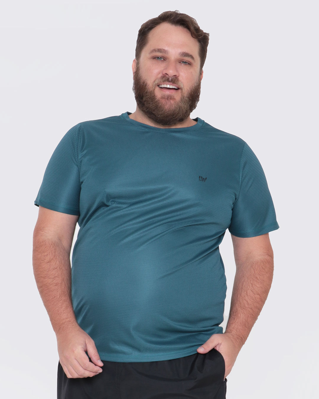 Camiseta Masculina Plus Size Fitness Quadriculado Verde