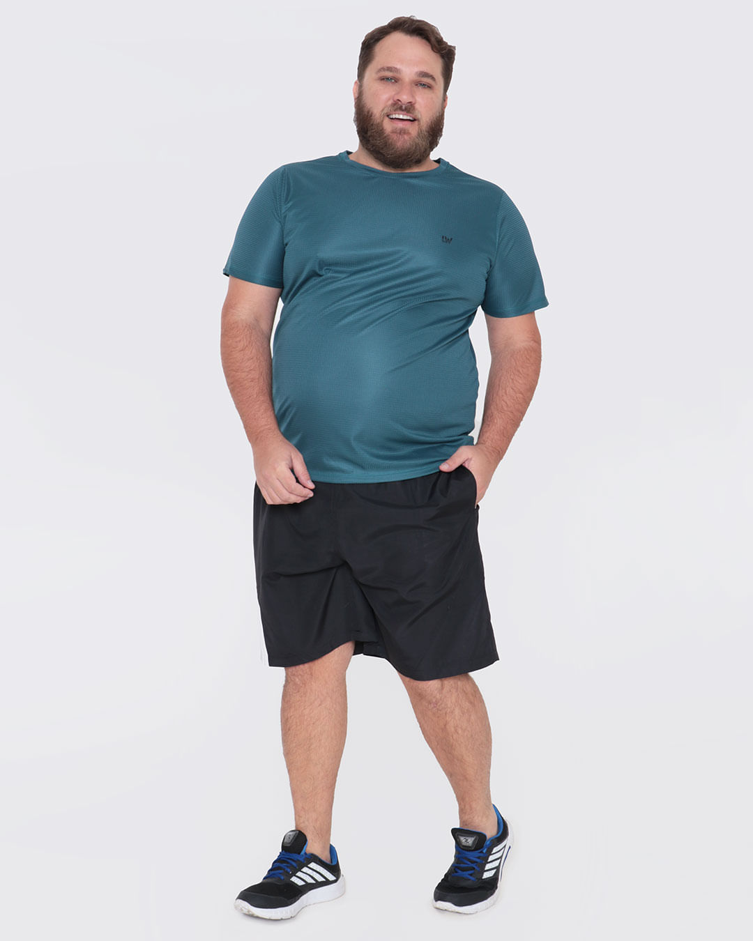 Camiseta Masculina Plus Size Fitness Quadriculado Verde